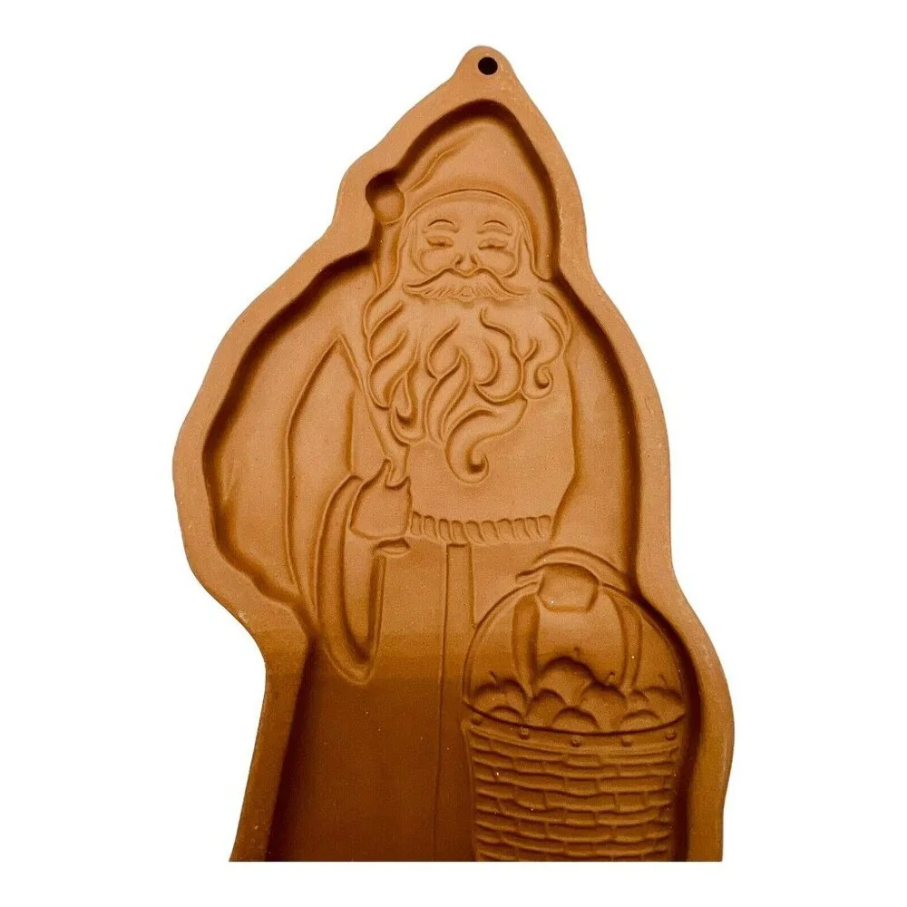 Longaberger 1990 Father Christmas Cookie Mold Terra‎ Cotta Pottery 9 inch